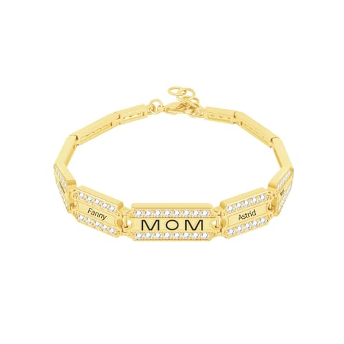 ZqlDDayUP Namensarmband personalisiertes Mutterarmband mit 1–8 Namen, individuell gestaltete Perlen-ID-Namensarmbänder, Erinnerungs-Schmuckgeschenk für Mutter, Frauen, Muttertag von ZqlDDayUP