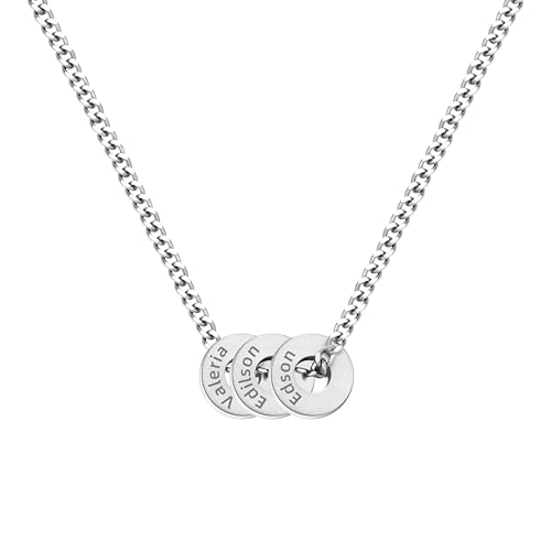 ZqlDDayUP Personalisierte Familiennamenskette, individuelle Ketten mit 1–7 Charms für Männer und Frauen, Edelstahl-Anhänger mit eingraviertem Initialen- und Datumsgravur, Schmuckgeschenk von ZqlDDayUP