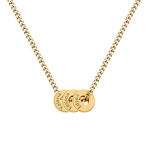 ZqlDDayUP Personalisierte Familiennamenskette, individuelle Ketten mit 1–7 Charms für Männer und Frauen, Edelstahl-Anhänger mit eingraviertem Initialen- und Datumsgravur, Schmuckgeschenk von ZqlDDayUP