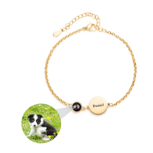 ZqlDDayUP Personalisierte Fotoarmbänder Graviertes Armband mit Bild und Namen Individuelles Porträt- und Namensarmband Geschenk für Frauen Muttertag Jubiläum Geburtstag Abschlussfeier Weihnachten von ZqlDDayUP