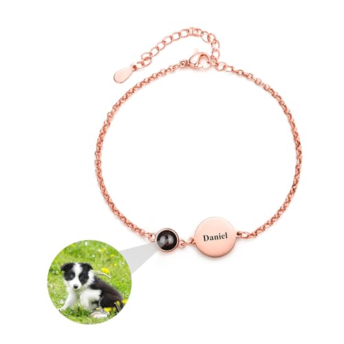 ZqlDDayUP Personalisierte Fotoarmbänder Graviertes Armband mit Bild und Namen Individuelles Porträt- und Namensarmband Geschenk für Frauen Muttertag Jubiläum Geburtstag Abschlussfeier Weihnachten von ZqlDDayUP