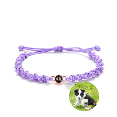 ZqlDDayUP Personalisiertes Foto-Projektionsarmband Individuelle Armbänder mit Bild im Inneren Verstellbares geflochtenes Seilarmband Individuelle Bildarmbänder für Paare Ihn Sie Beste Freunde von ZqlDDayUP
