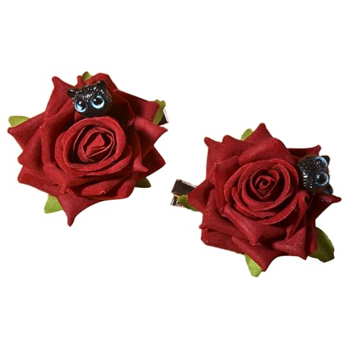 2pcs Blütenhaarklammern Velvetten Haare Haarbögen Für Frauen Samt Rose Haare Clip Vintage Haar Bögen Haare Barrette von Zqxnt