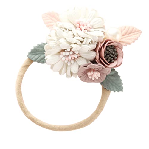 Bunt Blumen Handgefertigtes Haar Bogen Elastik Haarbindungen Für Baby Girl Säuglinge Haarbinden Perlen Kombination Baby von Zqxnt