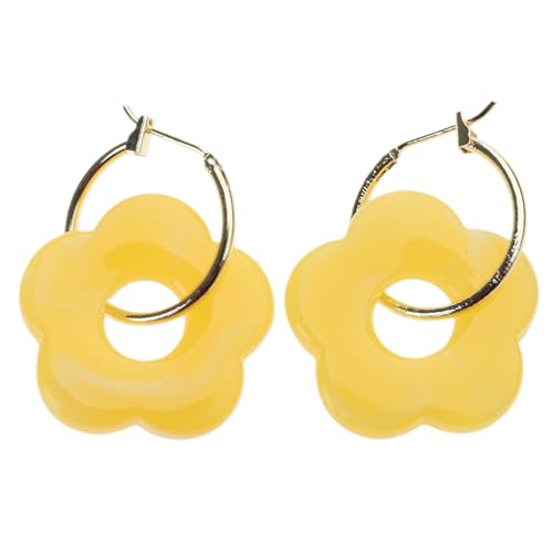 Bunte Blumenharz Acrylcharm Ohrring Gold Farbkreis Ohrschnalle Reifen Ohrringe Für Frauen Süßes Geschenk Schmuck Mädchen Mädchen Bunte Acrylmädchen von Zqxnt