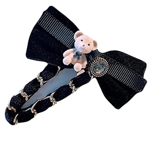 Clip Kette Bären Haarnadel Samt Bogen Haare Barrettes Handgefertigt Trendy Pferdeschwanzdekor Nicht Rutschfarbene Haarseiten Clips von Zqxnt