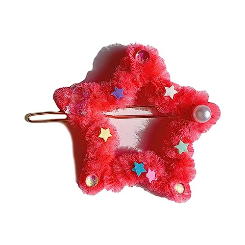 Ein Wort Haarclip Für Heiße Mädchen Sternform Barrettes Mit Kunstperlen Dekoren Plüsch Haare Barrettes Für Mädchen Teenager von Zqxnt
