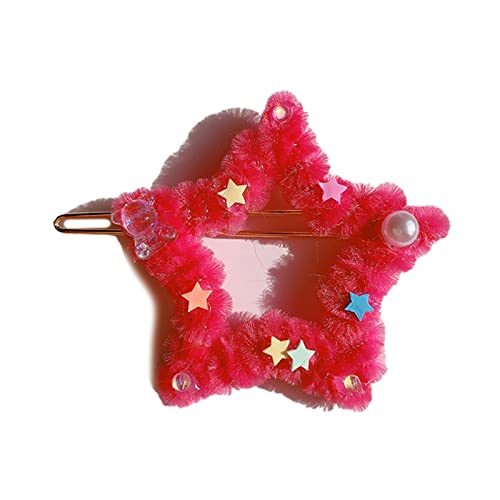 Ein Wort Haarclip Für Heiße Mädchen Sternform Barrettes Mit Kunstperlen Dekoren Plüsch Haare Barrettes Für Mädchen Teenager von Zqxnt