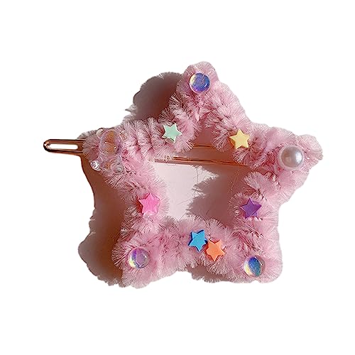 Ein Wort Haarclip Für Heiße Mädchen Sternform Barrettes Mit Kunstperlen Dekoren Plüsch Haare Barrettes Für Mädchen Teenager von Zqxnt