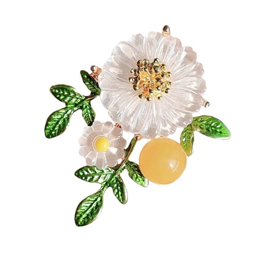 Zqxnt Elegante Blumförmige Brosche Für Frauen Grünes Blatt Blumenlampennadel Accessoire Schmuck Für Jacken Rucksack Schalbeschützen Büro Kee Pin von Zqxnt