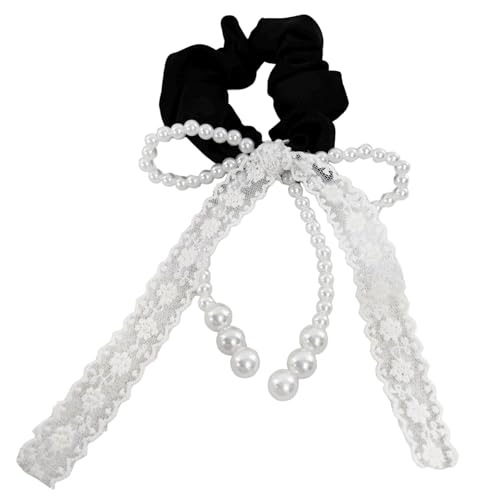 Elegante Spitzenblumenhaarkrawatte Mit Bögen Ribbon Detail Elastischer Haarbänder Weiche Stoff Scrunchie Für Frauen Und Mädchen von Zqxnt