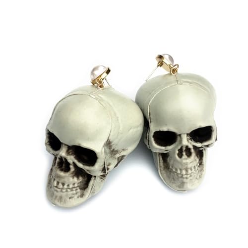 Horror Fashion Harz Ohr Dangle Punk Schädel Ohrringe Handgefertigtes Harz Dangle Ohrschmuck Für Modeliebhaber Trendy Gothic Skull Hoop Ohrringe von Zqxnt