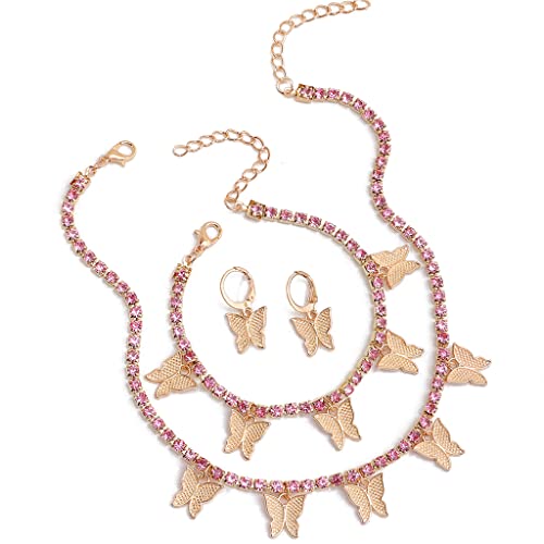 Kuba Glänzend Für Schmetterling Halskette Set Für Frauen Damen Geschenkschmuck Farbenfrohe Schmetterlinge Zirkon Anhänger Für Jubiläum Schmuckschmuck Sets Für Frauen Mädchen Teenager von Zqxnt