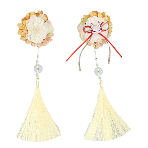 Langer Quasten Blumenhaarclip Mit Quasten Anhänger Ponytailhalter Blumen Haarnadel Blumen Cosplay Accessoires von Zqxnt