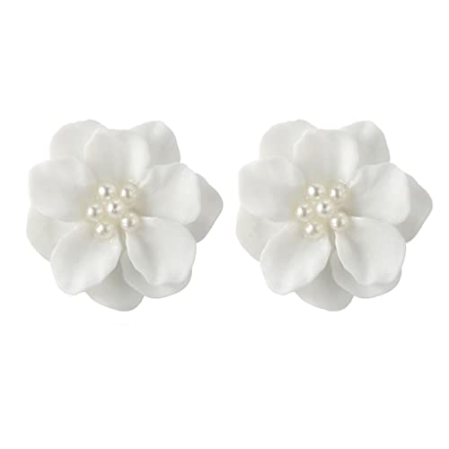 Mehrfarbige Kamellien Blumenohrohrringe Blumendesign Weiße Perlenperlen Stift Ohrringe Geschenk Für Frauen Party Daily Wege Ohrringe Juwely von Zqxnt