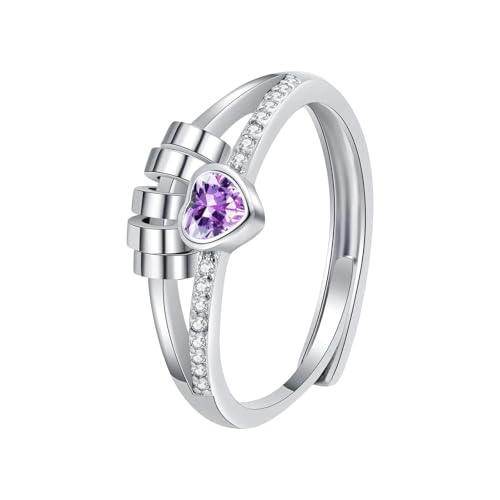 Messing Ängstliche Ringe 14K Gold Plated Heart Designs Mit Kubischen Zirkonia Spinner Perle Tragbar Für Stressabbau Robuster Messing Angstringe von Zqxnt