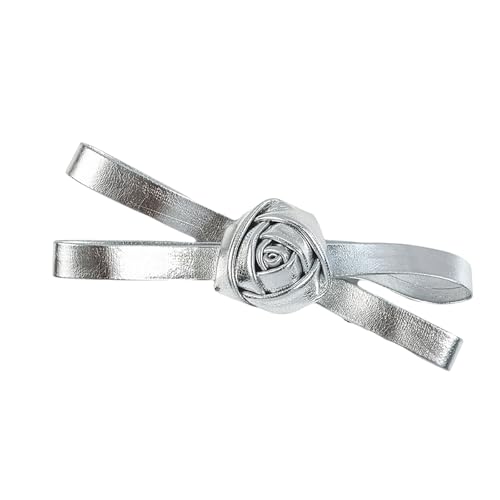 Metallische Silberbögen Eleganter 2000er Seitenclip Bögen Haare Clip Metallic Rose Stylish Baw Bowknot Balletcore von Zqxnt