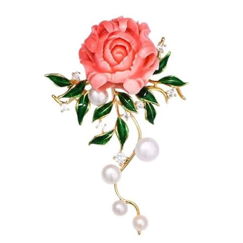 Zqxnt Modische Legierungsblume Brosche Elegante Perlen Blumenstift Accessoire Einzigartige Brosche Kragen Pin Schmuckschmuck Mode Pin von Zqxnt
