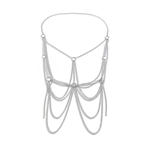 Punk Multilayer Circular Croses Kette Brustkette Accessoire Für Männer Party Clubwear Body Schmuck Festival Tragen Schmuck von Zqxnt