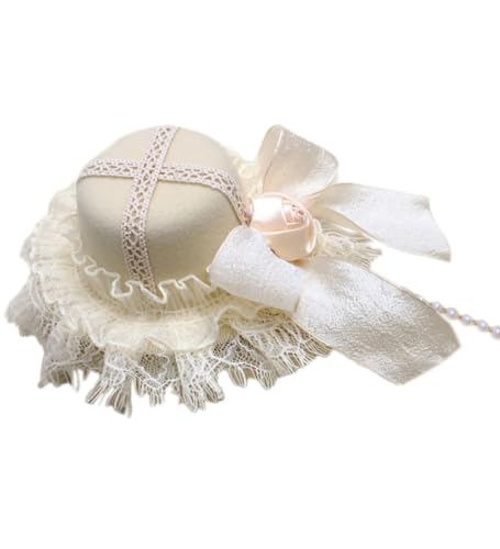 Retro Rose Ribbon Haarclip Perlen Spitzenhaarstück Für Kostümpartys Perlen Tassels Cosplay Fascinator von Zqxnt