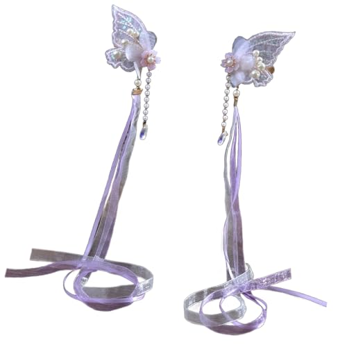 Schmetterling Elegante 2000er Ribbon Seitenclip Schmetterlingshaarclip Süßer Verträumter Schmetterling Perlen CottageCore von Zqxnt
