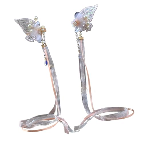 Schmetterling Elegante 2000er Ribbon Seitenclip Schmetterlingshaarclip Süßer Verträumter Schmetterling Perlen CottageCore von Zqxnt