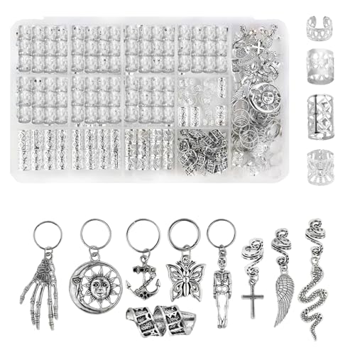 Skelettgeflecht Clip Haarperlen Lose Spulen Haarclip Dreadlock Perlengeflecht Ringe Haarringe Haarschmuck Für Geflecht von Zqxnt