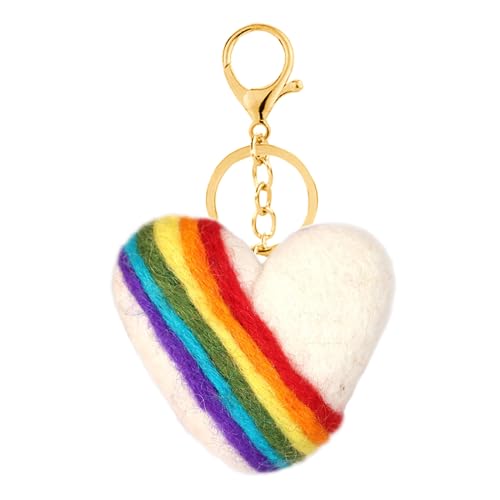 Wolle Regenbogen Herz Revers Stift Schlüsselbeutel Orament Zartes Regenbogen Herz Brosche Schlüsselbund Für Tägliche Verschleiß Datum Party Acryllegierung von Zqxnt