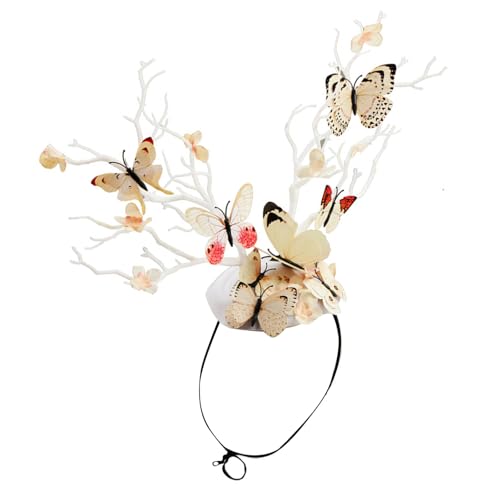 Zarte Retro Elegante Zweig Kopfschmuckblume Haarnadelhut Party Haarstück Mit Schmetterlings Faszinator Clip Für Frauen von Zqxnt