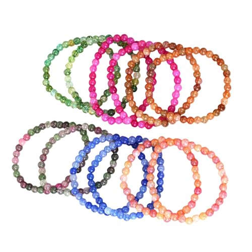 Zqxnt 12 Pieces Knistern Glasperlen Armband Fashion Perlen Armband Party Handgelenk Schmuck Glasur Textur Geeignet Für Damen Stylish Accessoire von Zqxnt