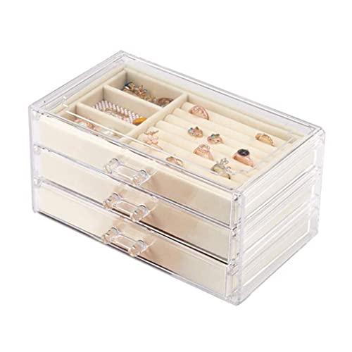 Zqxnt Acryl Schmuckschachtel 3 Schubladen Samt Schmuckschachtel Ohrringe Halskette Armband Display Box Geschenk Damen Kosmetische Make Up Und Schmuck Aufbewahrungskoffer Für Reisedisplay von Zqxnt