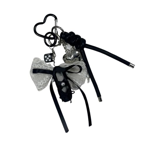 Zqxnt Ballettschuhschlüsselkette Mit Spitzen Bogenknoten Handgefertigtes Schlüsselriss Telefonkettenbeutel Rucksack Origination Für Mädchen Und Frauen Weiche PU Stoff Keychain von Zqxnt