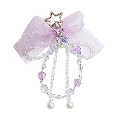 Zqxnt Bowknot Anhänger Keyring Elegant Organza Schmetterling Bögen Schlüsselböde Mit Kristallperlen Modezubehör Für Brieftaschen Rucksack Vielseitiger Schlüsselhalter von Zqxnt