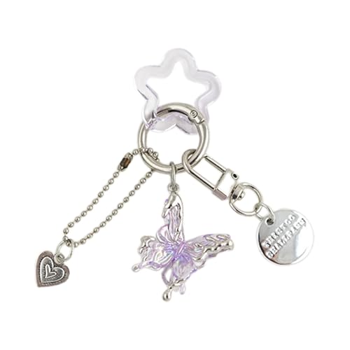Zqxnt Buntes Schmetterling Herzanhänger Keychain Alloy Keyring Star Bag Decoration Mode Accessoire Für Frauen Und Mädchen Leichte Tasche Charme von Zqxnt