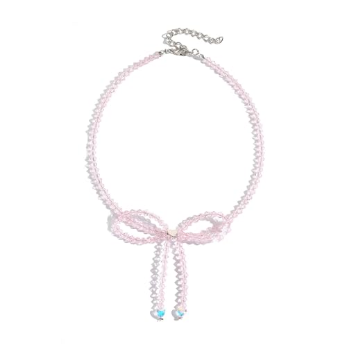 Zqxnt Butterfly Bogen Halskette Bogenknoten Anhänger Colarmbone Kette Verstellbare Länge Neckkettenkretarbone Kette Für Frauen Mädchen Kristall Schmetterling Halskette von Zqxnt