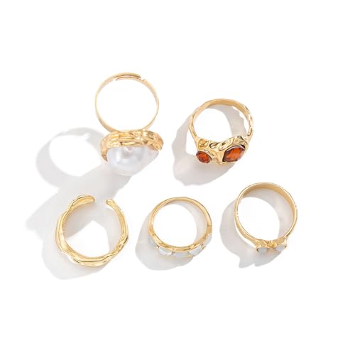 Zqxnt Einstellbare Blütenringe Mit Nachahmungsperlen Für Frauen Elegantes Charme Und Statement Schmuck Statement Stücke Legierungsringe von Zqxnt