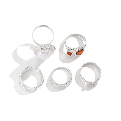Zqxnt Einstellbare Blütenringe Mit Nachahmungsperlen Für Frauen Elegantes Charme Und Statement Schmuck Statement Stücke Legierungsringe von Zqxnt
