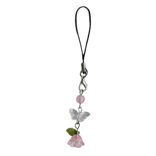 Zqxnt Einzigartige Perlen Telefon Anhänger Modische Schlüsselrolle Und Schmetterling Charme Keychain Elegantes Bag Accessoire Für Frauen Multiple Farbschüsse von Zqxnt