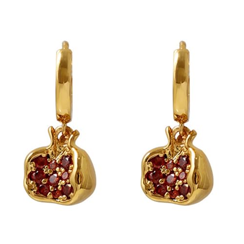 Zqxnt Elegante Obstpendellöhre Ohrringe/Halskette Stilvolle Granatapfelgeformte Dekorationen Mode Ohrschmuck Für Frauen Stilvolle Verzierung von Zqxnt
