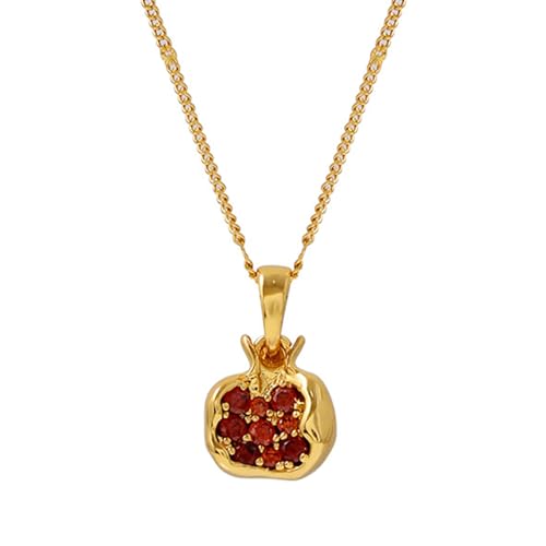 Zqxnt Elegante Obstpendellöhre Ohrringe/Halskette Stilvolle Granatapfelgeformte Dekorationen Mode Ohrschmuck Für Frauen Stilvolle Verzierung von Zqxnt