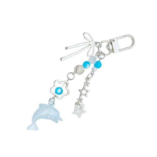 Zqxnt Entzückender Delphin Und Bowknot Heart Keyring Stylish Perlen Keyring Anhänger Vielseitiger Charme Für Taschen Elegantes Schlüssel Schmücken Süßer Acrylschlüsselinhaber von Zqxnt