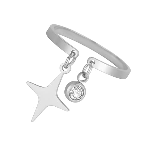 Zqxnt Geometric Star Opening Rings Hand Jewelry Fashion Finger Alloy Texture Suitable For Fashion Enthusiasts Present Star von Zqxnt