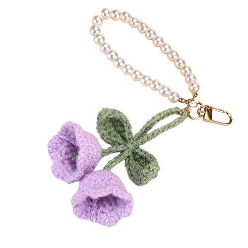 Zqxnt Handgefertigter Blumenhäkelschlüsselkette Mit Perlen Weich von Zqxnt