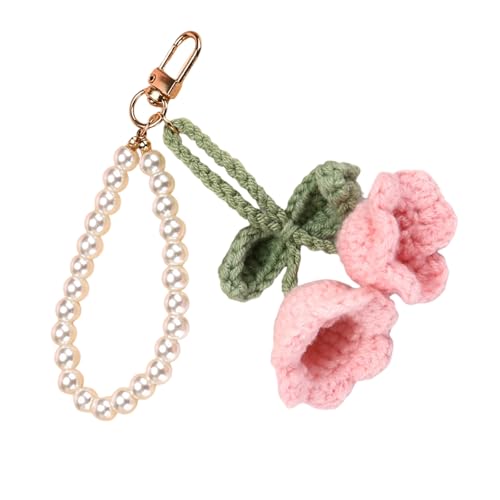 Zqxnt Handgefertigter Blumenhäkelschlüsselkette Mit Perlen Weich von Zqxnt
