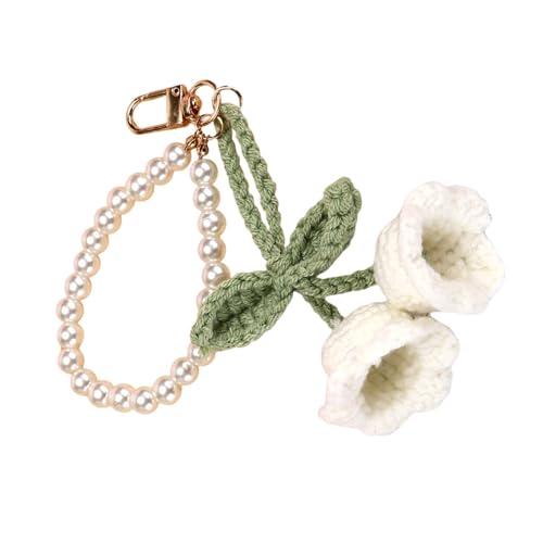 Zqxnt Handgefertigter Blumenhäkelschlüsselkette Mit Perlen Weich von Zqxnt