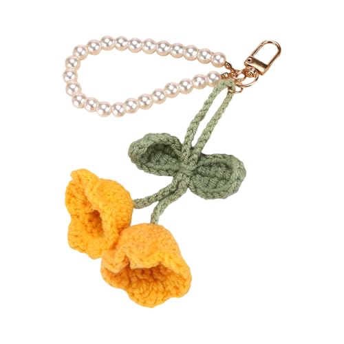 Zqxnt Handgefertigter Blumenhäkelschlüsselkette Mit Perlen Weich von Zqxnt