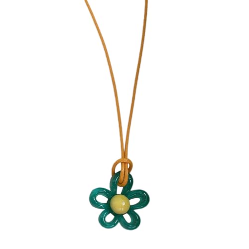 Zqxnt Hohlblume Chocker Langblau Anhänger Halskette Für Geburtstag Valentinstag Frauen Mädchen Minimalistische Halskette Geschenk Acrylblätter Halskette Einzigartige Blumenheize Halskette Auffällige von Zqxnt