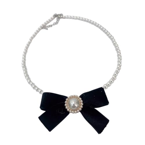 Zqxnt Koreanische Mode Imitation Perle Choker Halskette Für Frauen Mädchen Schwarze Bogenknoten Halskette Braut Engagement Trend Schmuck Elegante Halshalskette Halskette von Zqxnt