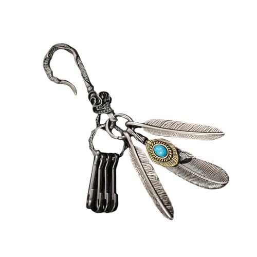 Zqxnt Kreativer Gefiederter Und Türkiser Robuster Zineslegierungs Haken Schlüsselbund Charmanhänger Für Trendsetter Suchen Einzigartige Stile Handgefertigter Federanhänger von Zqxnt