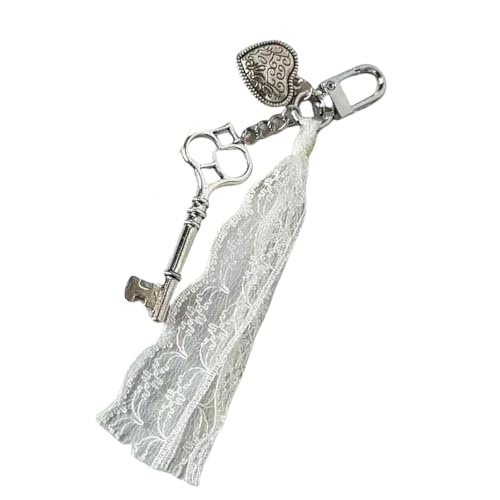 Zqxnt Lace Heart Muster Key Anhänger Keychain Tragbarer Schlüssel Zubehör Trendy Keyring Stylish Backpack Dekoration Für Teenager Einzigartige Legierungsschlüsselkette von Zqxnt